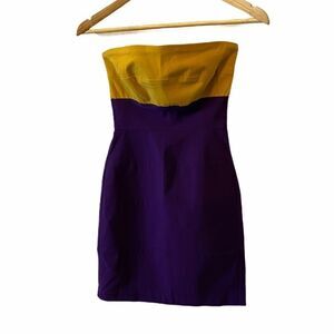 LE CHATEAU Colour Blocked Stretch Strapless Dress